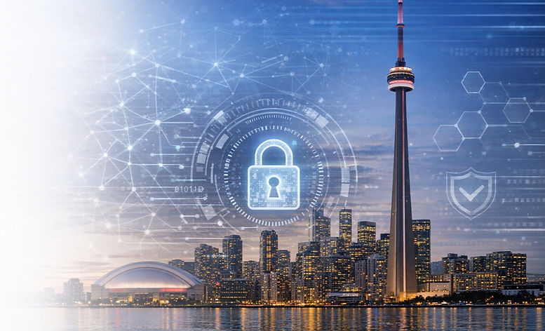 Toronto skyline cybersecurity background